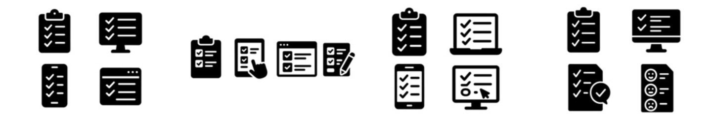 Leinwandbilder - Set of web icons featuring checklists, devices, and digital tools for task management and organization