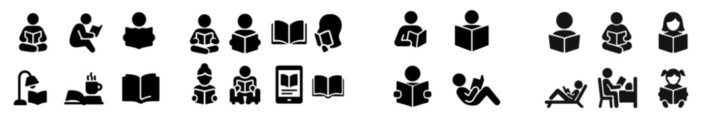 Leinwandbilder - Collection of web icons representing various reading and studying activities for educational use