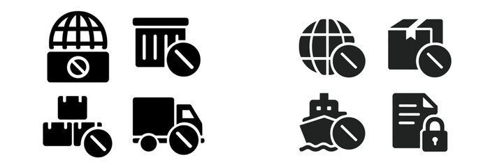 Poster - Set of web icons depicting various digital concepts related to security, logistics, and information management suitable for web design projects