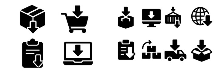Poster - Collection of download and shopping related web icons for user interface design and digital applications