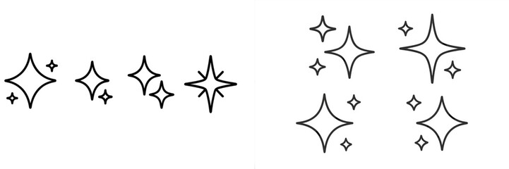 Poster - Collection of decorative web icons featuring stars and sparkle designs for digital projects and interfaces