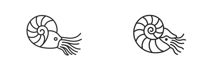 Poster - Set of minimalist web icons featuring stylized nautilus designs for modern digital projects
