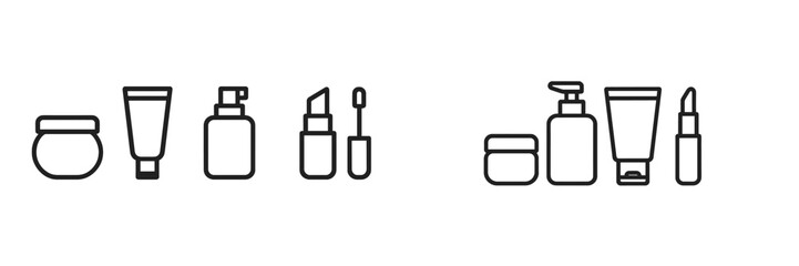 Poster - Collection of web icons depicting various cosmetic and skincare products for online use and design
