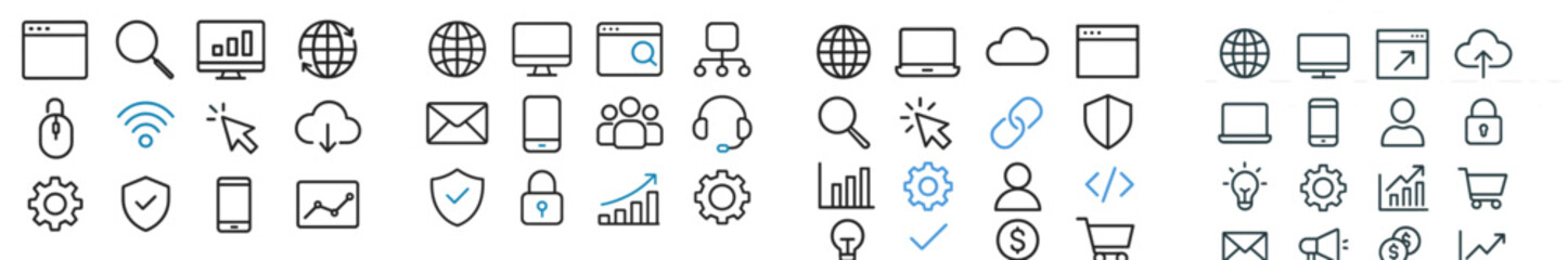 Poster - Collection of web icons for digital applications and online services showcasing various functionalities