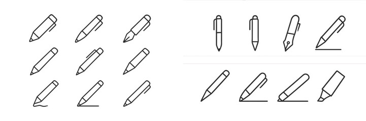 Leinwandbilder - Collection of web icons featuring various pen designs arranged in a grid layout for digital use