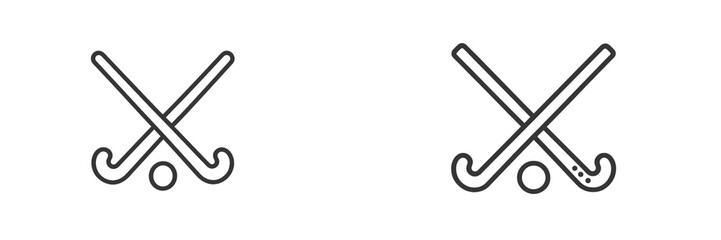 Poster - Set of web icons featuring crossed hockey sticks and a puck, ideal for sports websites and applications showcasing hockey-related content