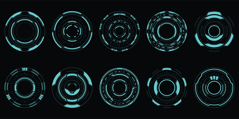 Wall Mural - sci-fi futuristic circle hud dashboard display virtual reality technology screen. user interface set