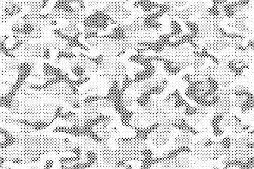Leinwandbilder - Abstract halftone seamless camouflage pattern. Repeating digital dotted hexagonal camo military texture background. Abstract modern fabric textile ornament. Vector illustration.
