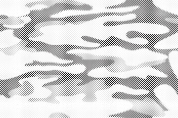 Leinwandbilder - Abstract halftone seamless camouflage pattern. Repeating digital dotted hexagonal camo military texture background. Abstract modern fabric textile ornament. Vector illustration.
