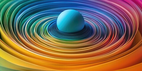 Wall Mural - book with pages transforming into rainbow-colored orbits and imaginary planets