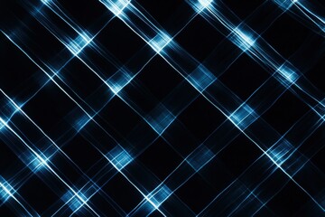 Aufkleber - Abstract blue light streaks create a dynamic plaid pattern on a dark background modern art style geometric