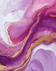 Aufkleber - Abstract fluid art painting in pink purple and gold tones close up shot for backgrounds and designs