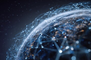 Aufkleber - Global Network Connection over Planet Earth Digital Communication and Technology Concept from Space Perspective