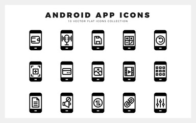 Wall Mural - 15 android app lineal fill icon pack. vector illustration.