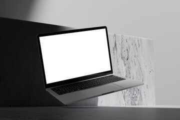 floating laptop display presentation mockup