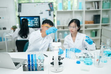 Wall Mural - medical science and technology professionals working in a laboratory research environment where scie