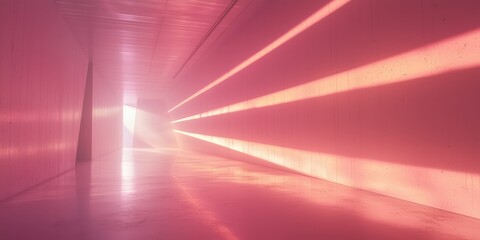 Wall Mural - misty beams of light refract through vaporous pink geometry.