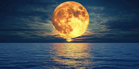 Wall Mural - moon casting reflections on a quiet ocean