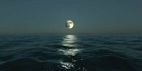 Wall Mural - moon casting reflections on a quiet ocean