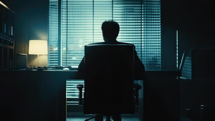 Wall Mural - a person sits at a desk in front of a window, possibly working or studying