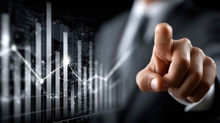 Leinwandbilder - A man is pointing at a graph with a finger