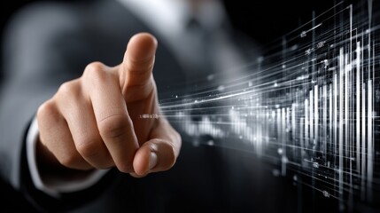 Leinwandbilder - A man is pointing at a graph with a finger