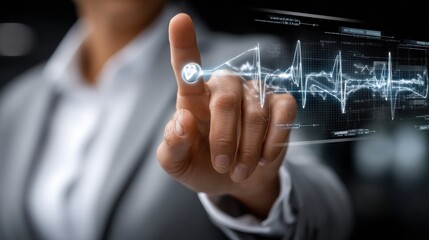 Aufkleber - A woman is pointing at a heart on a screen