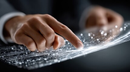 Aufkleber - A hand is pointing at a screen with a lot of white dots