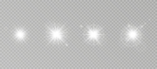 Wall Mural - Star-sun light with glowing rays and radiant flashes. A high-quality vector illustration featuring bright gold light particles, glitter effects, and shimmering sunbursts.