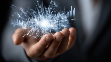 Aufkleber - A hand holding a sparkly object with a lot of lines and numbers