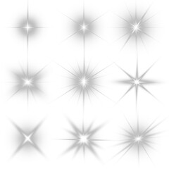 Wall Mural - Star-sun light with glowing rays and radiant flashes. A high-quality vector illustration featuring bright gold light particles, glitter effects, and shimmering sunbursts.