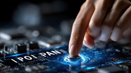 Aufkleber - A person is pressing a button on a computer screen that says 