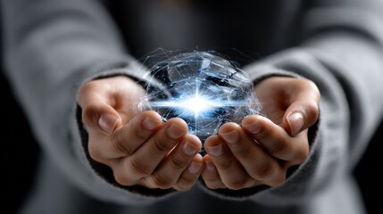 Aufkleber - A person is holding a glowing sphere in their hands