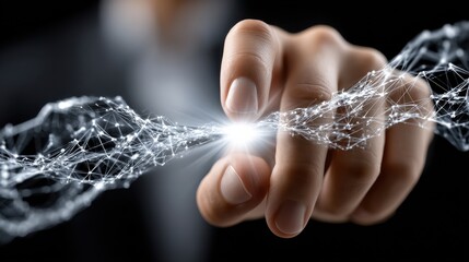 Aufkleber - A hand is pointing at a white line that is connected to a black line