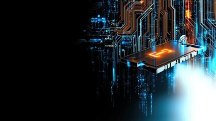 Wall Mural - futuristic digital microchip: technological innovation