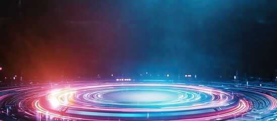 Wall Mural - futuristic neon circle abstract background: digital technology, innovation, and modern design