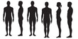 © Abdur Razzak ID: #52 - Male and Female Body Silhouettes Front and Side Views, Male Anatomy Diagrams Skeletal, Muscular, and Silhouette Views, human body anatomy, front, back, side view, vector woman and man