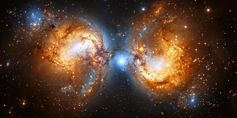 Wall Mural - two stars blinking toward each other across galaxies.