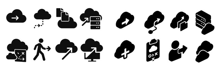 Wall Mural - cloud computing icons illustrating data transfer, storage, and user interactions in a digital enviro