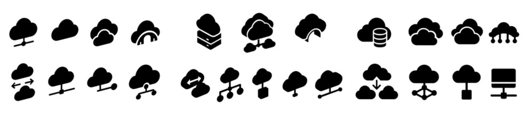 Wall Mural - creative cloud computing icons showcasing various technologies and activities related to digital dat