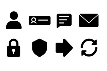 Wall Mural - icons representing communication, security, and user interaction in a digital environment