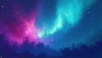 Wall Mural - abstract aurora with textured brushstrokes, shades of teal and violet , mystical, paint