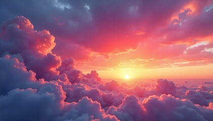 Wall Mural - Sunset paints the clouds vibrant hues of orange and pink , meteorology, sky, gradation