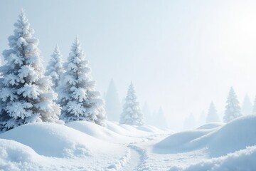 Wall Mural - Icy, minimalist winter scene Pure white background with cold, frosted elements , blizzard, winter texture, clean