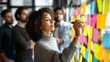 © Evodigger - Women looking at sticky notes on office wall,creativity or inspiration during brainstorming session.