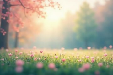 Wall Mural - Abstract blurred nature scene, calming pastel hues, art, mood