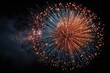 © PhotoProd - Striking Firework Explosion Bursts with Blue and Orange Sparks Against a Black Night Sky, Creating Vivid Celebration