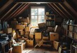 © ma - Cluttered Attic with Boxes and Books
