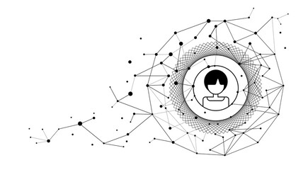 Wall Mural - connected dots user abstract quantum global data network background, wireframe and triangle polygona