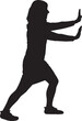 © Curto - vector; silhouette side view of woman holding or squeezing a wall or something imaginary